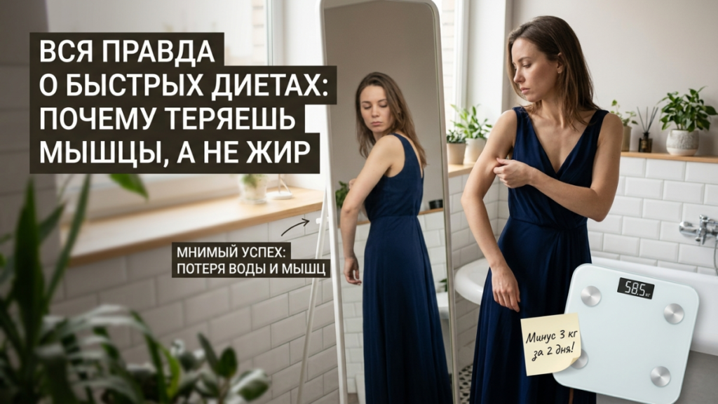Вред быстрых диет: почему уходят мышцы и вода, а жир остается на месте